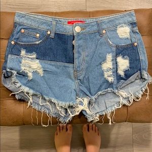 Signatures Mixed Denim Cutoff Shorts